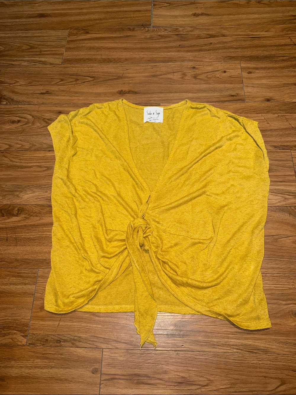Sadie & Sage Mustard Yellow Tie-Front Crop Top